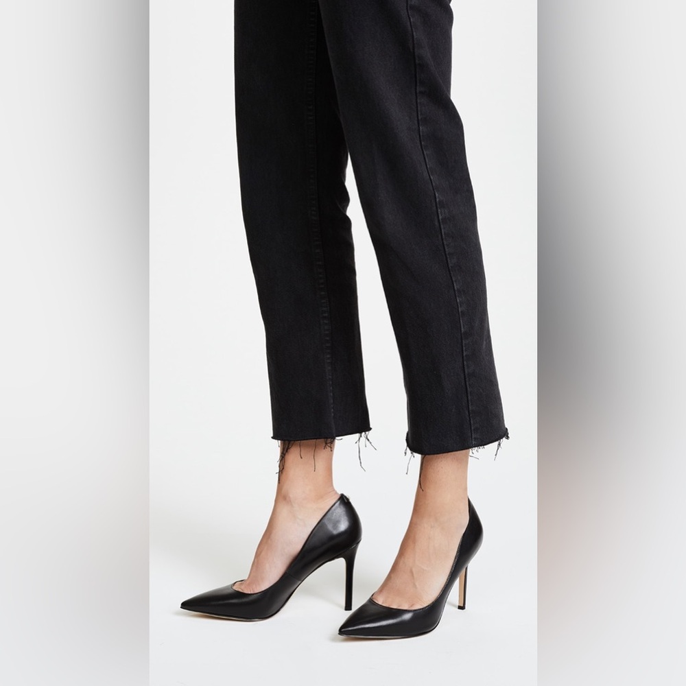 Brand new Edelman Black Leather Heels Classic Pointed-Toe Pumps size 5.5